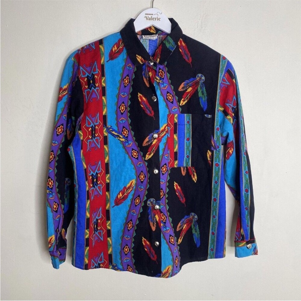 Vintage Western Plains Trading Co. Colorful Casual Button Down Shirt Men’s sz M